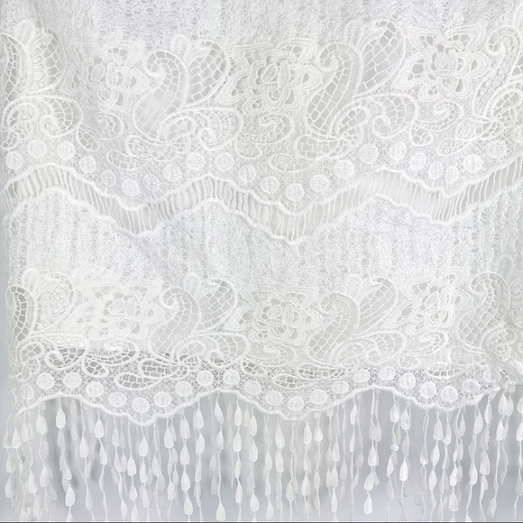 NWOT Monteau Girl White Lace Fringe Crop Top - Picture 6 of 7